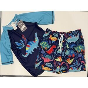 New Kids Boys Millie & Maxx Swimming Set Size 6 Blue Dino Graphic